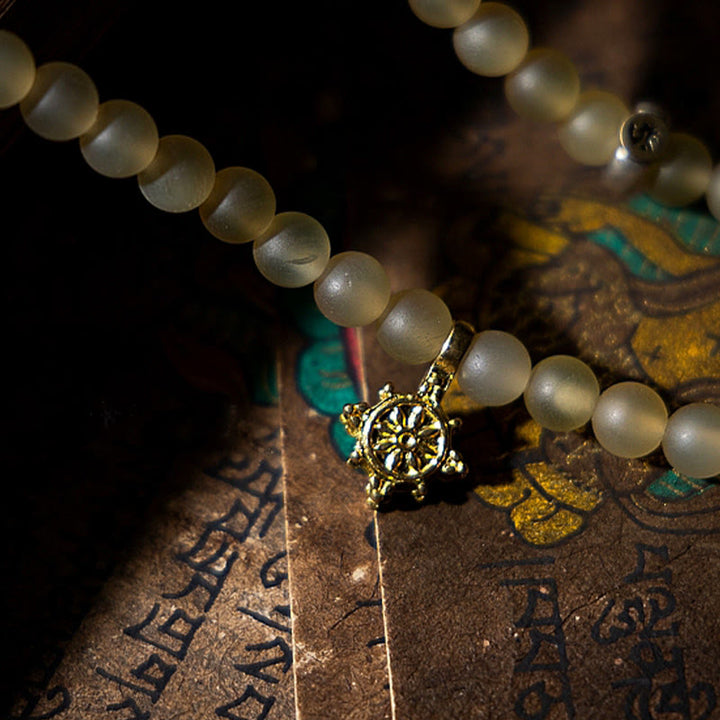 Buddha Stones Tybet 108 Mala Koraliki Chiński Zodiak Natal Budda Naturalny Owczy Róg Bransoletka Bogactwa