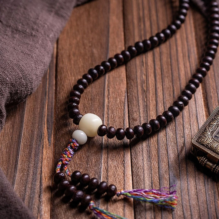 Buddha Stones 108 Mala Koraliki Miska Bodhi Nasiona Kolorowa Lina Bransoletka Pokoju