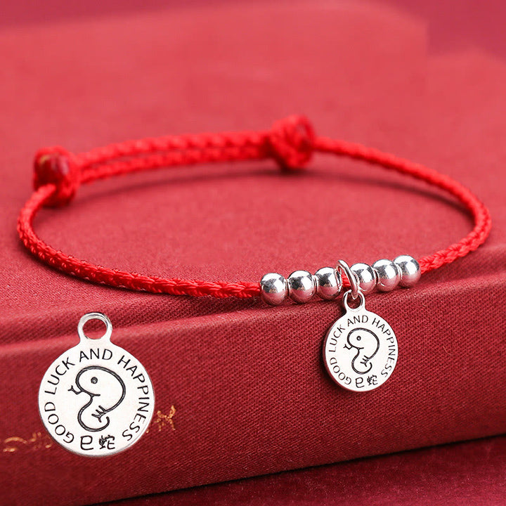Buddha Stones Chińskie Zodiak Dziecko Czerwony Sznur 999 Srebrna Bransoletka Ochronna