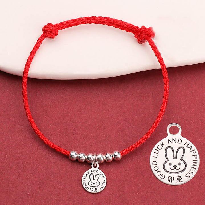 Buddha Stones Chińskie Zodiak Dziecko Czerwony Sznur 999 Srebrna Bransoletka Ochronna