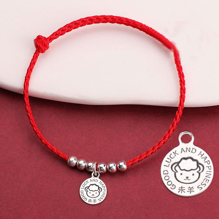 Buddha Stones Chińskie Zodiak Dziecko Czerwony Sznur 999 Srebrna Bransoletka Ochronna