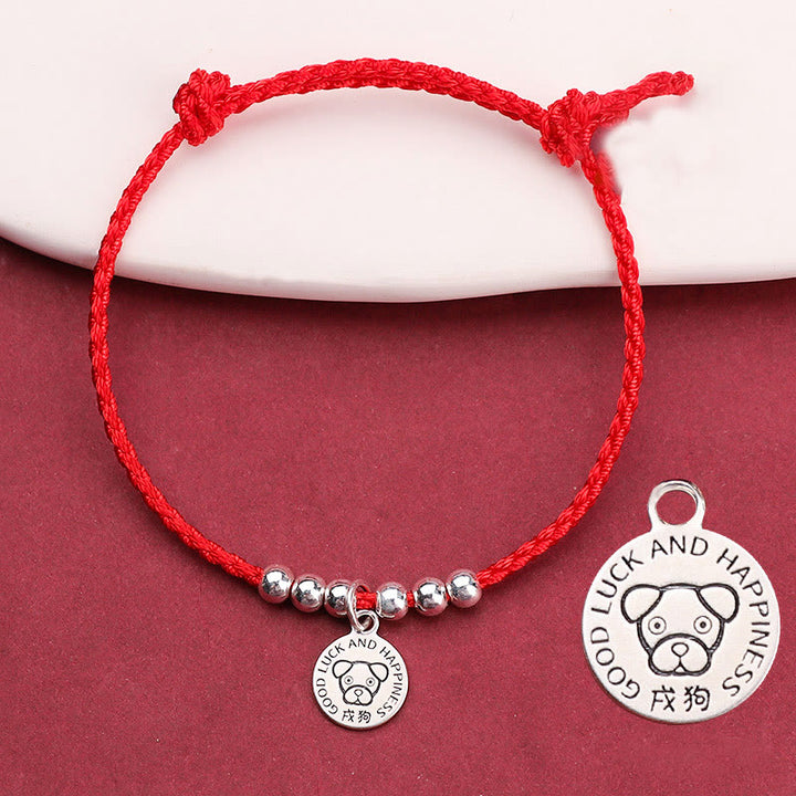 Buddha Stones Chińskie Zodiak Dziecko Czerwony Sznur 999 Srebrna Bransoletka Ochronna