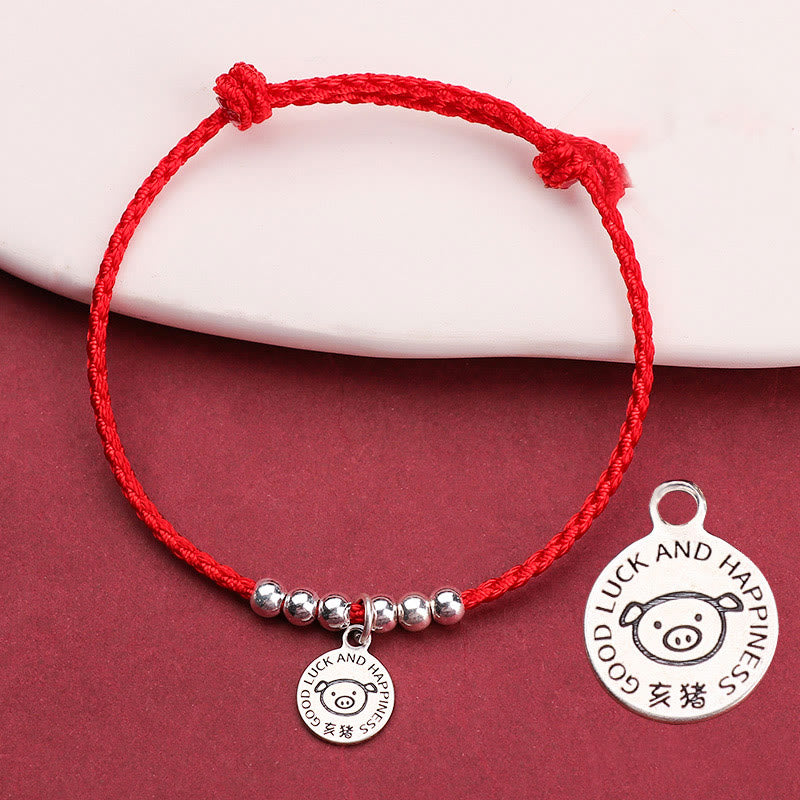 Buddha Stones Chińskie Zodiak Dziecko Czerwony Sznur 999 Srebrna Bransoletka Ochronna