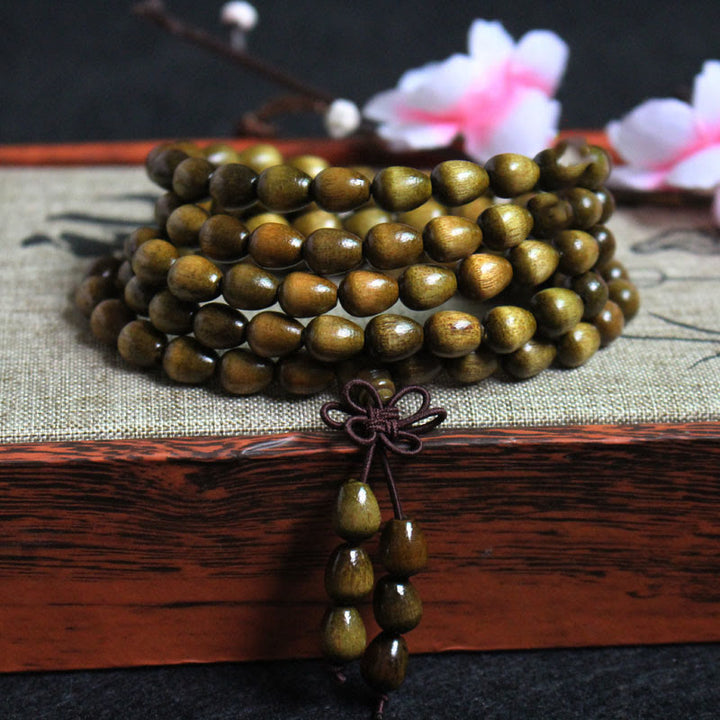 Buddha Stones 108 Mala Łezka Koraliki Naturalne Phoebe Zhennan Drewniana Bransoletka Ochronna