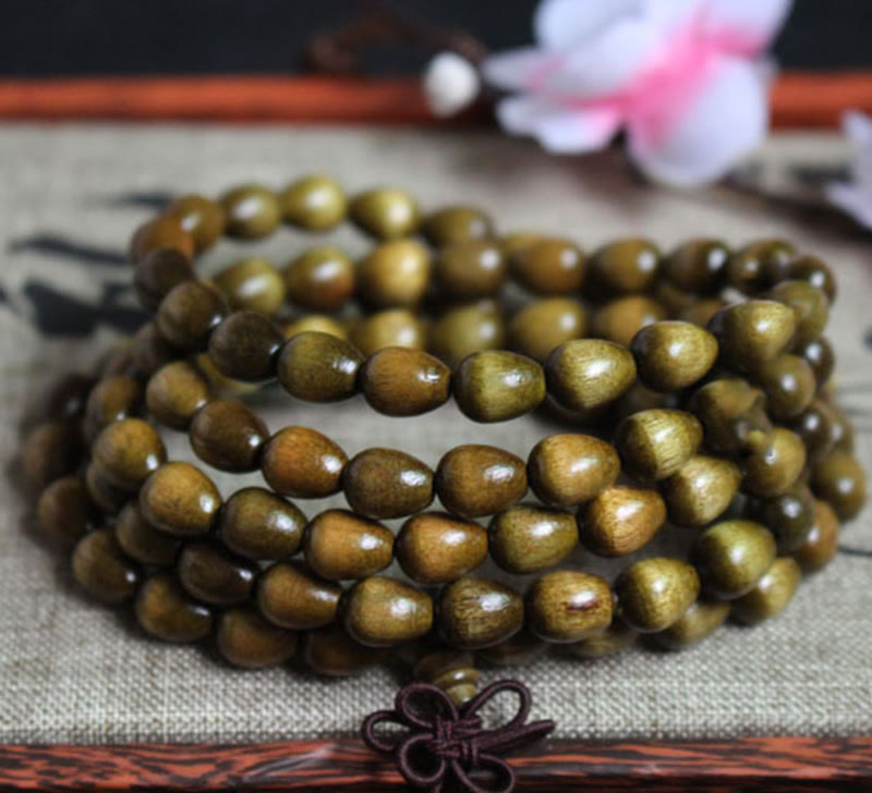 Buddha Stones 108 Mala Łezka Koraliki Naturalne Phoebe Zhennan Drewniana Bransoletka Ochronna