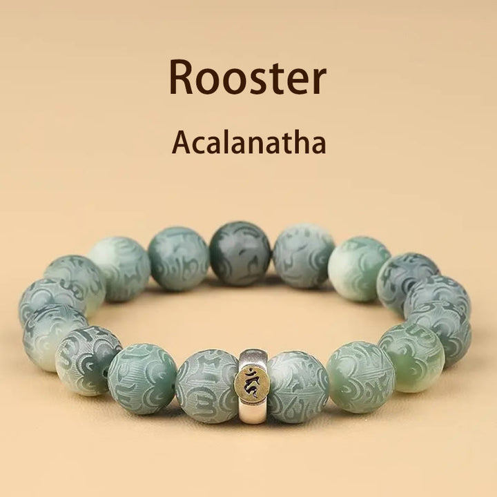Buddha Stones Chiński zodiak Natal Budda Bodhi Nasiona Om Mani Padme Hum Grawerowana bransoletka mądrości
