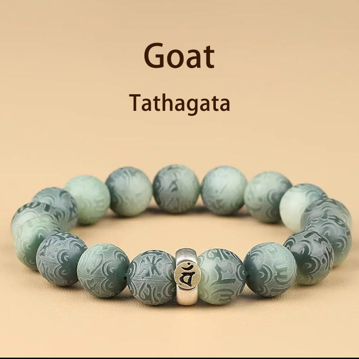 Buddha Stones Chiński zodiak Natal Budda Bodhi Nasiona Om Mani Padme Hum Grawerowana bransoletka mądrości