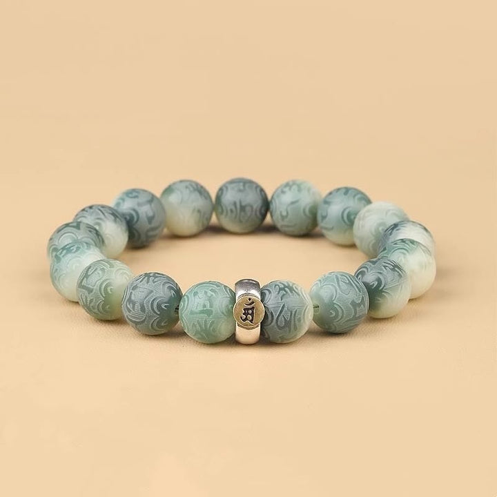 Buddha Stones Chiński zodiak Natal Budda Bodhi Nasiona Om Mani Padme Hum Grawerowana bransoletka mądrości