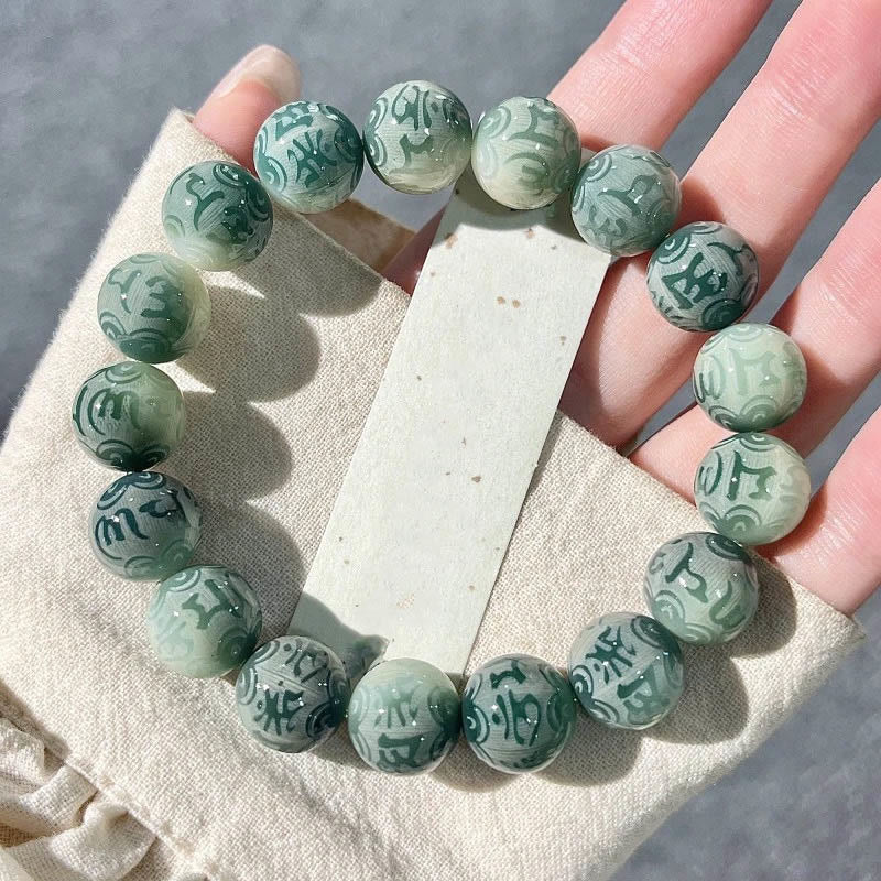 Buddha Stones Chiński zodiak Natal Budda Bodhi Nasiona Om Mani Padme Hum Grawerowana bransoletka mądrości