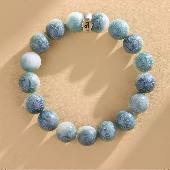 Buddha Stones Chiński zodiak Natal Budda Bodhi Nasiona Om Mani Padme Hum Grawerowana bransoletka mądrości