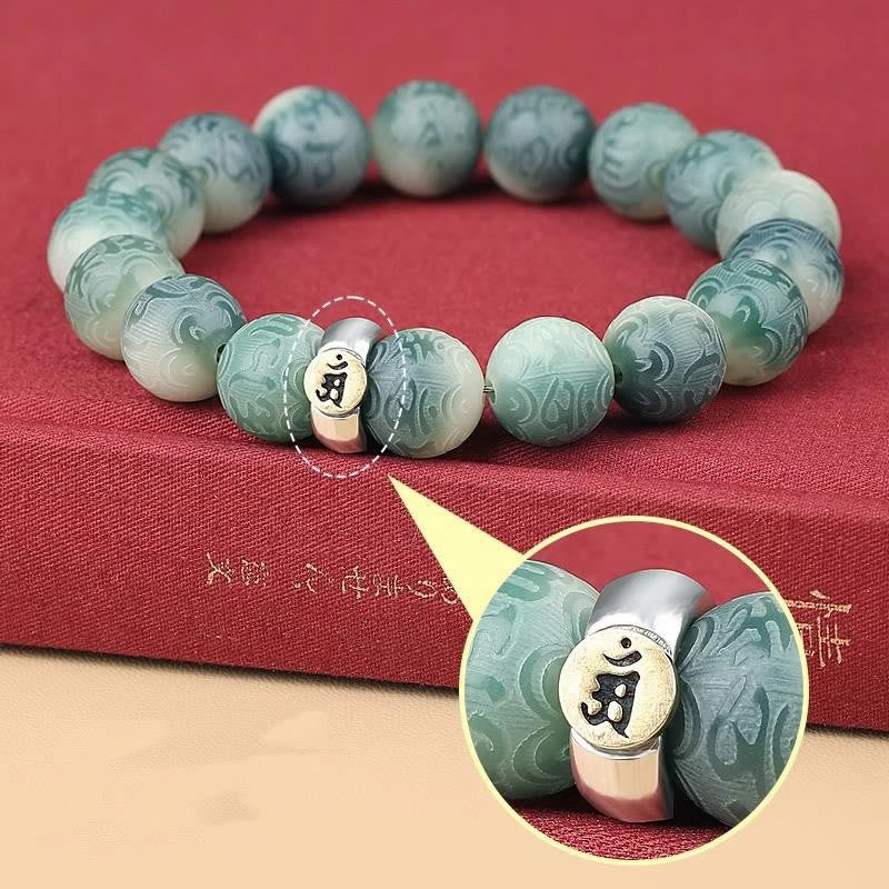 Buddha Stones Chiński zodiak Natal Budda Bodhi Nasiona Om Mani Padme Hum Grawerowana bransoletka mądrości