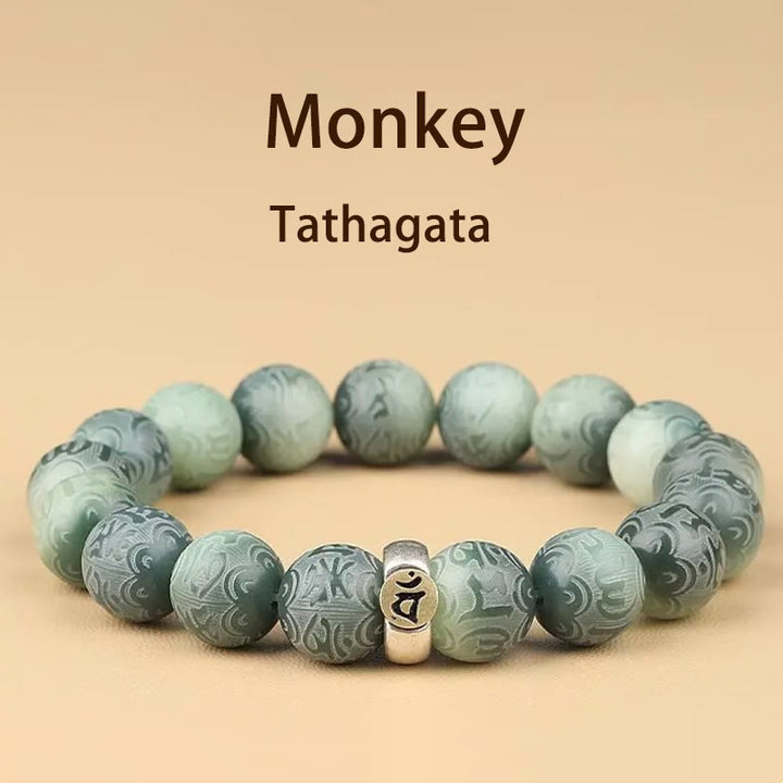 Buddha Stones Chiński zodiak Natal Budda Bodhi Nasiona Om Mani Padme Hum Grawerowana bransoletka mądrości