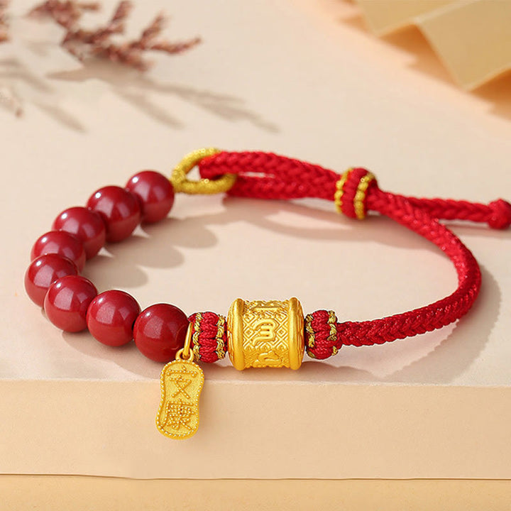 Buddha Stones 999 Srebro Sterling Sześć Prawdziwych Słów Om Mani Padme Hum Bransoletka Błogosławieństwa z Cynobru