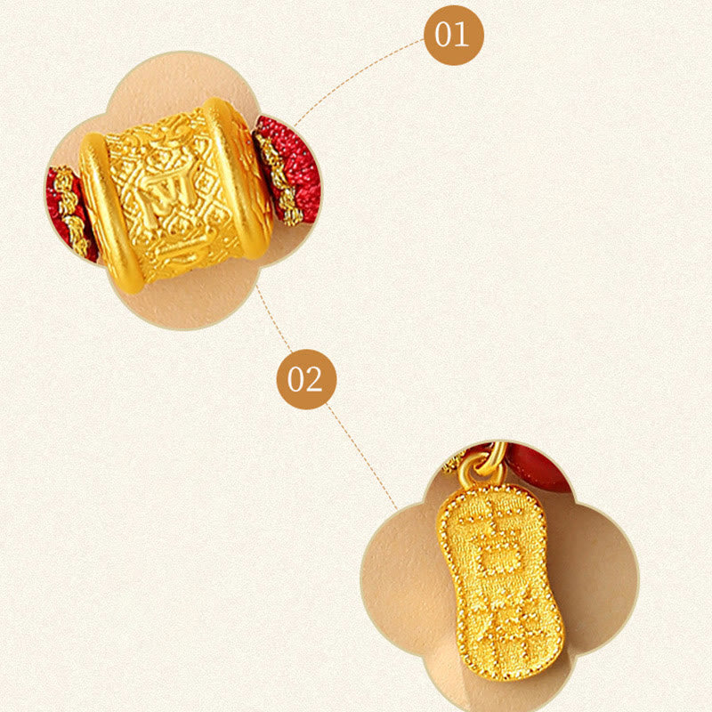 Buddha Stones 999 Srebro Sterling Sześć Prawdziwych Słów Om Mani Padme Hum Bransoletka Błogosławieństwa z Cynobru - image 12