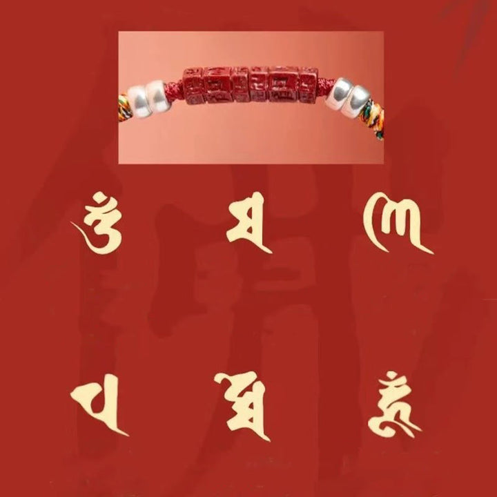Buddha Stones 925 Srebro Sterlingowe Om Mani Padme Hum Cinnabar Blessing Bransoletka Dla Dzieci Dorosłych
