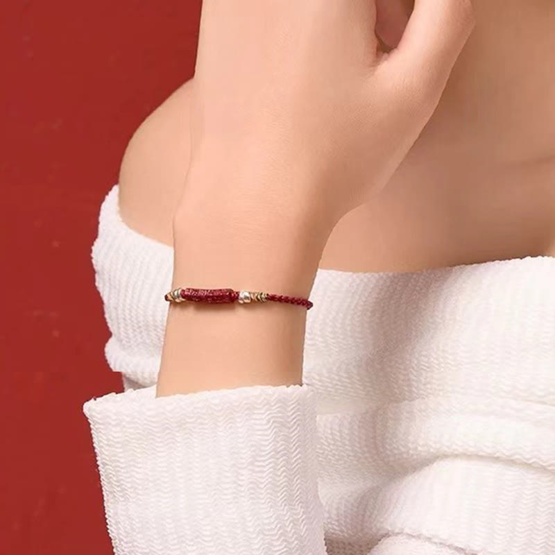 Buddha Stones 925 Srebro Sterlingowe Om Mani Padme Hum Cinnabar Blessing Bransoletka Dla Dzieci Dorosłych - image 11