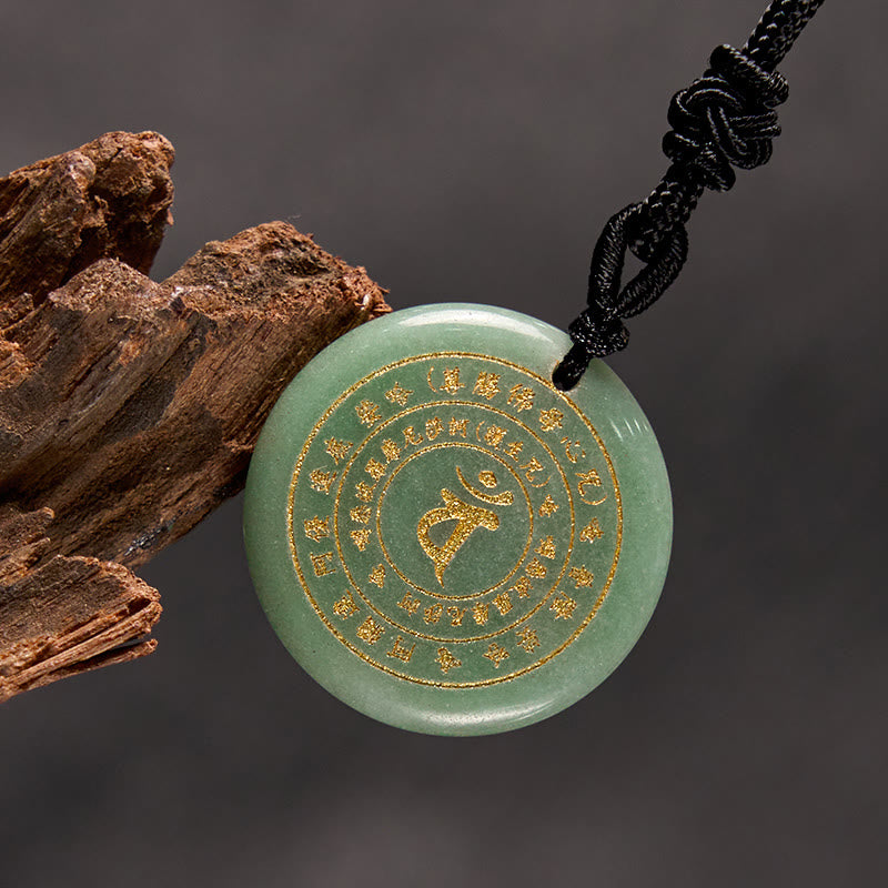 Buddha Stones Wajroczana Tathagata Sanskryt Mantra Różnorodny Kryształ Czarny Obsydian Zielony Awenturyn Siła Naszyjnik Wisiorek