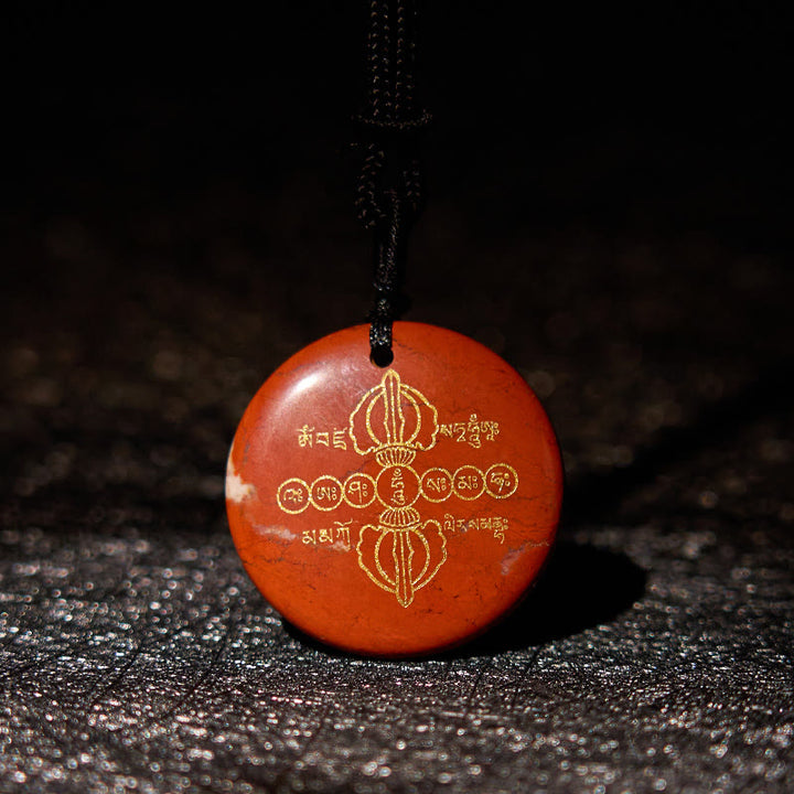 Buddha Stones Wadżra Dorje Wzór Sanskrycki Naturalny Różnorodny Kryształ Czarny Obsydian Spełnienie Naszyjnik Wisiorek