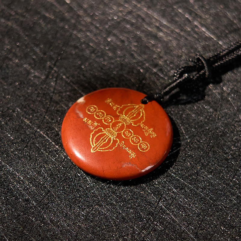 Buddha Stones Wadżra Dorje Wzór Sanskrycki Naturalny Różnorodny Kryształ Czarny Obsydian Spełnienie Naszyjnik Wisiorek
