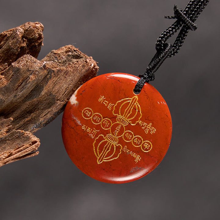 Buddha Stones Wadżra Dorje Wzór Sanskrycki Naturalny Różnorodny Kryształ Czarny Obsydian Spełnienie Naszyjnik Wisiorek