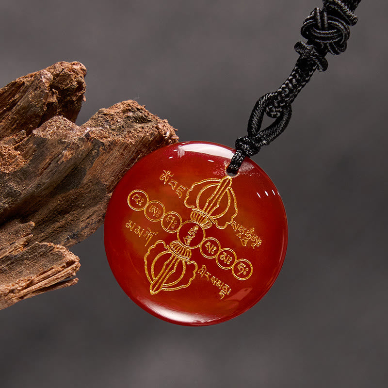 Buddha Stones Wadżra Dorje Wzór Sanskrycki Naturalny Różnorodny Kryształ Czarny Obsydian Spełnienie Naszyjnik Wisiorek