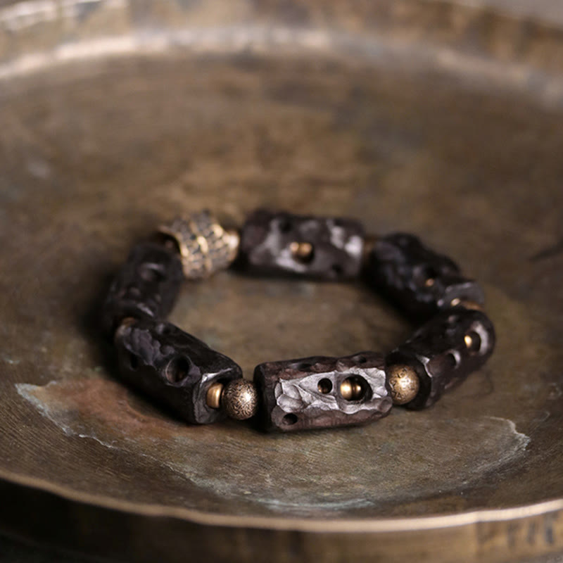 Bransoletka Buddha Stones Ebony Wood Copper Brass Calm