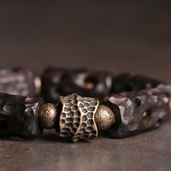 Bransoletka Buddha Stones Ebony Wood Copper Brass Calm