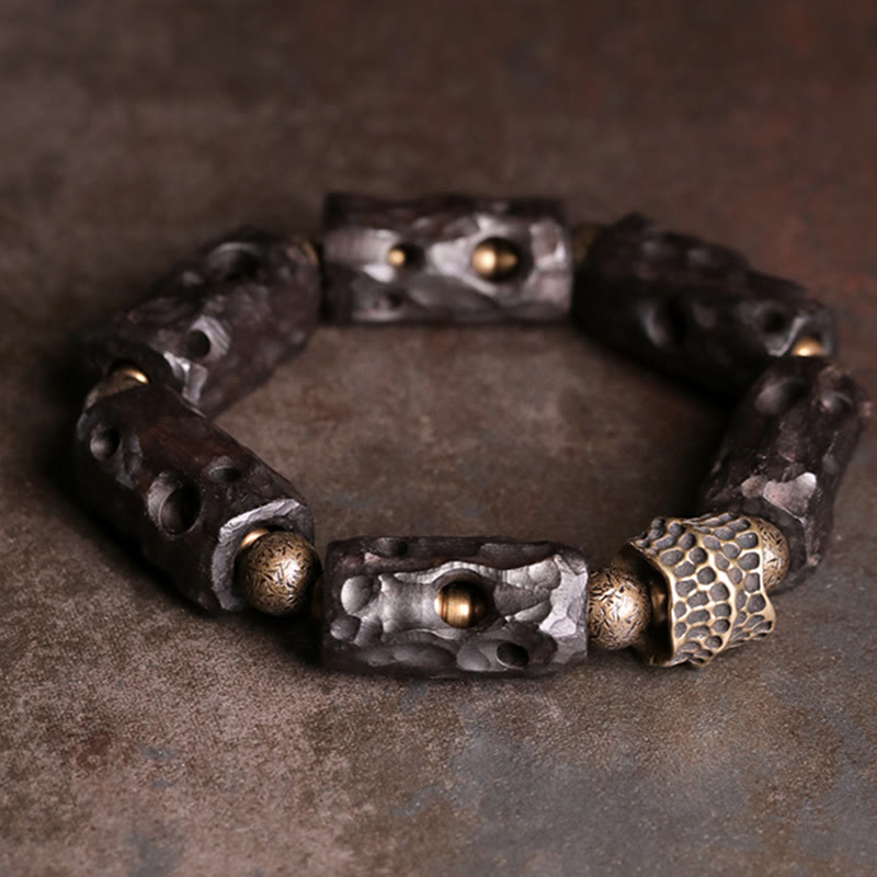 Bransoletka Buddha Stones Ebony Wood Copper Brass Calm