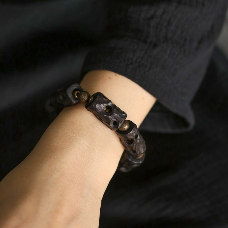 Bransoletka Buddha Stones Ebony Wood Copper Brass Calm