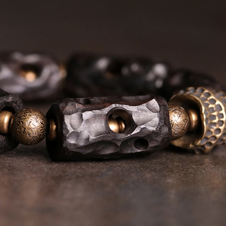 Bransoletka Buddha Stones Ebony Wood Copper Brass Calm