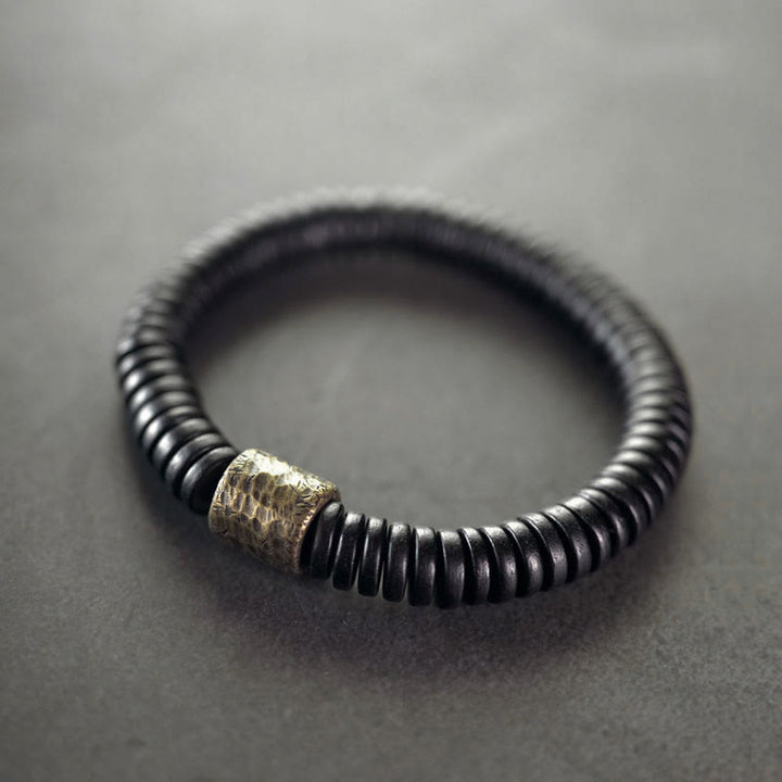 Bransoletka Buddha Stones Ebony Wood Copper Brass Calm