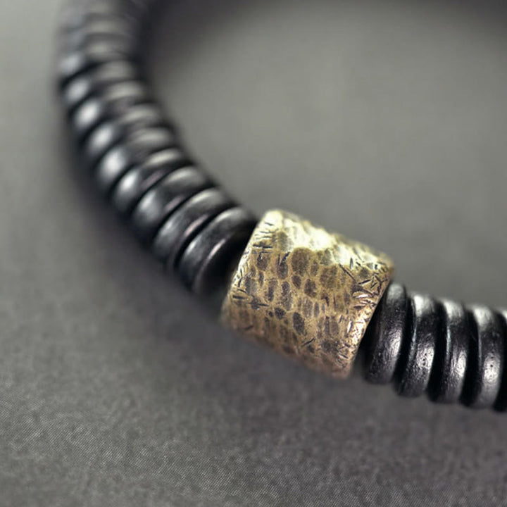 Bransoletka Buddha Stones Ebony Wood Copper Brass Calm