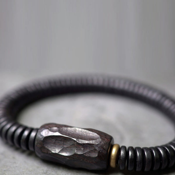Bransoletka z Buddha Stones z drewna hebanowego, miedzi i mosiądzu z dziurkami