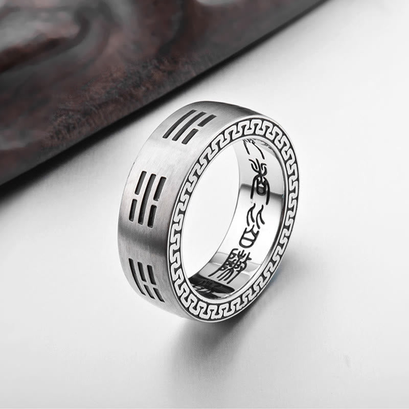 Buddha Stones Bagua Yin Yang Taoistyczny Dziewięcioznakowy Mantra Pierścień Harmonii Ze Stali Tytanowej