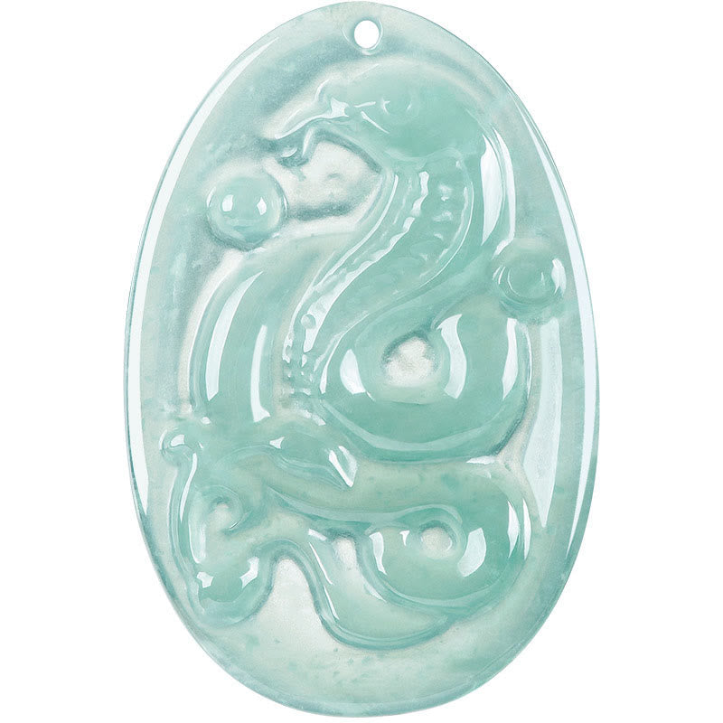 Buddha Stones Naturalny Jadeit Owalny Naszyjnik Wisiorek Szczęścia Roku Węża