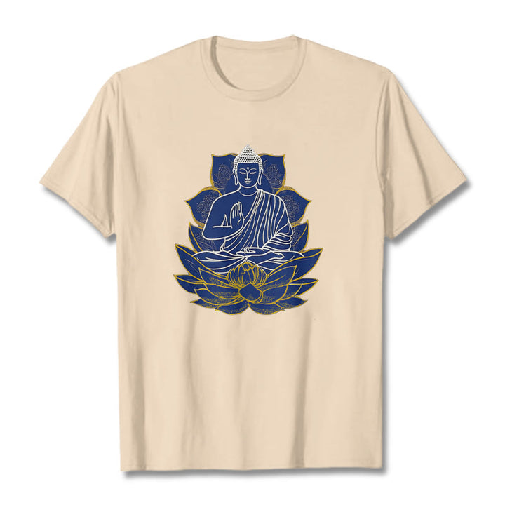 Buddha Stones Budda Siedzący Na Lotosie Bawełniana Koszulka T-shirt - For - 2XL - image 7