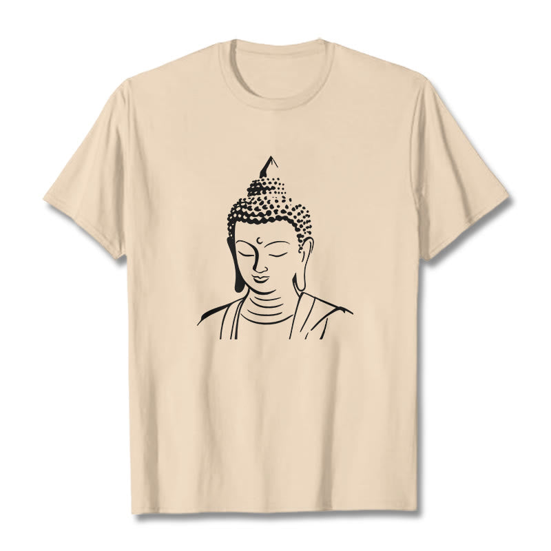Buddha Stones Wzór Głowy Buddy Bawełniana Koszulka T-shirt - For - 2XL - image 6