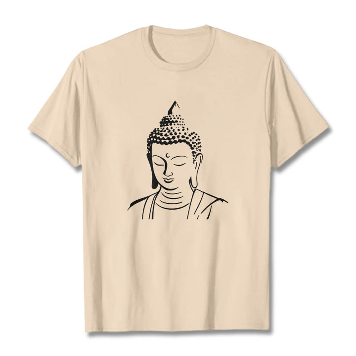 Buddha Stones Wzór Głowy Buddy Bawełniana Koszulka T-shirt - For - 2XL - image 6