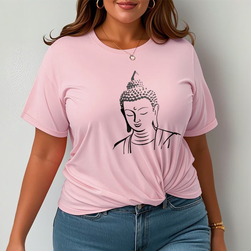 Buddha Stones Wzór Głowy Buddy Bawełniana Koszulka T-shirt - image 19