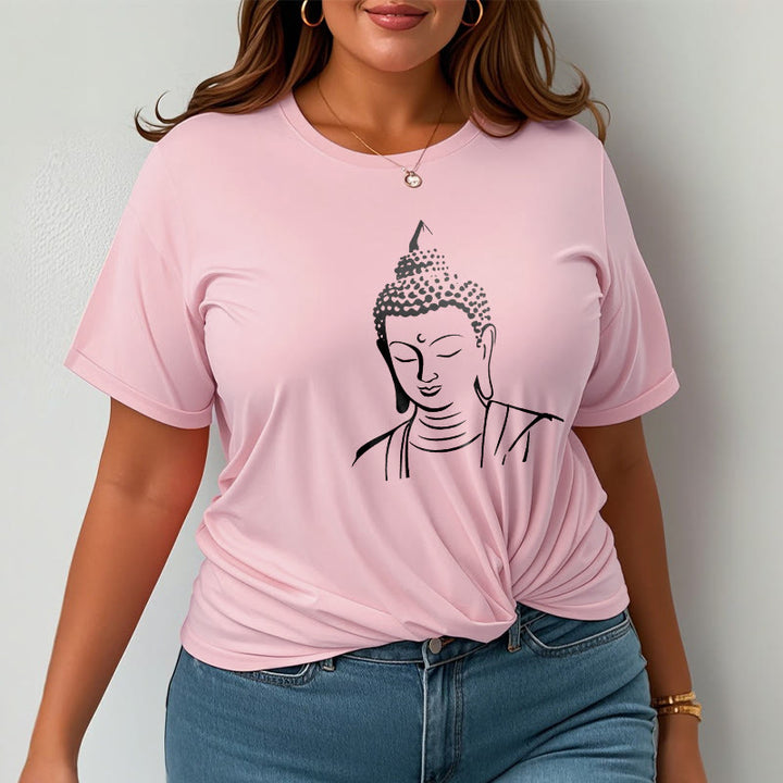 Buddha Stones Wzór Głowy Buddy Bawełniana Koszulka T-shirt - image 19