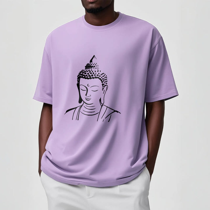 Buddha Stones Wzór Głowy Buddy Bawełniana Koszulka T-shirt - image 10