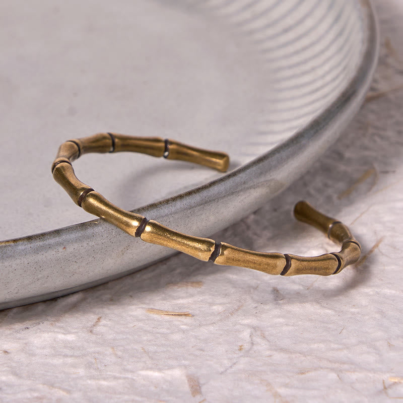 Buddha Stones Bambus Miedź Mosiądz Szczęście Siła Bransoletka Bangle