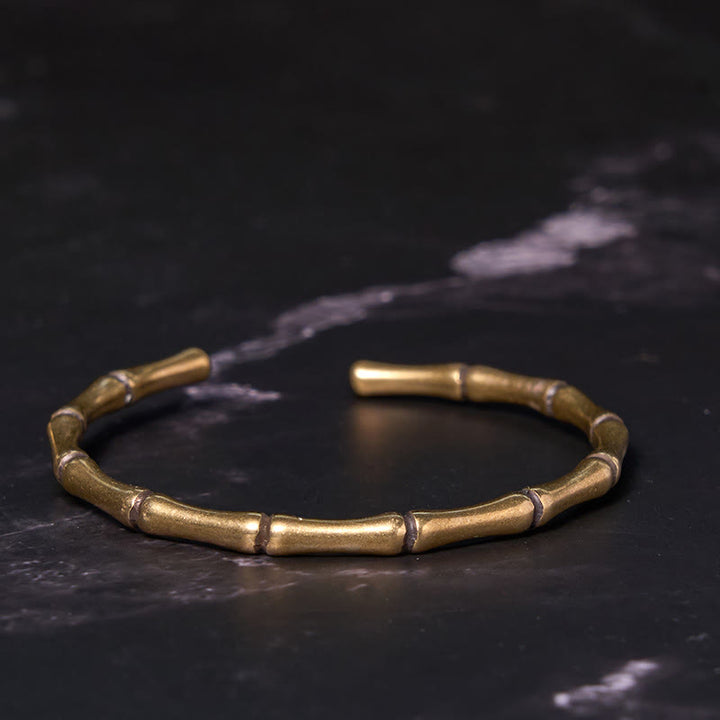 Buddha Stones Bambus Miedź Mosiądz Szczęście Siła Bransoletka Bangle