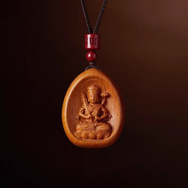 Buddha Stones Drewno Brzoskwiniowe Cynober Om Mani Padme Hum Chiński Zodiak Czarny Naszyjnik Wisiorki - Peach Wood-Ox Tiger - image 15
