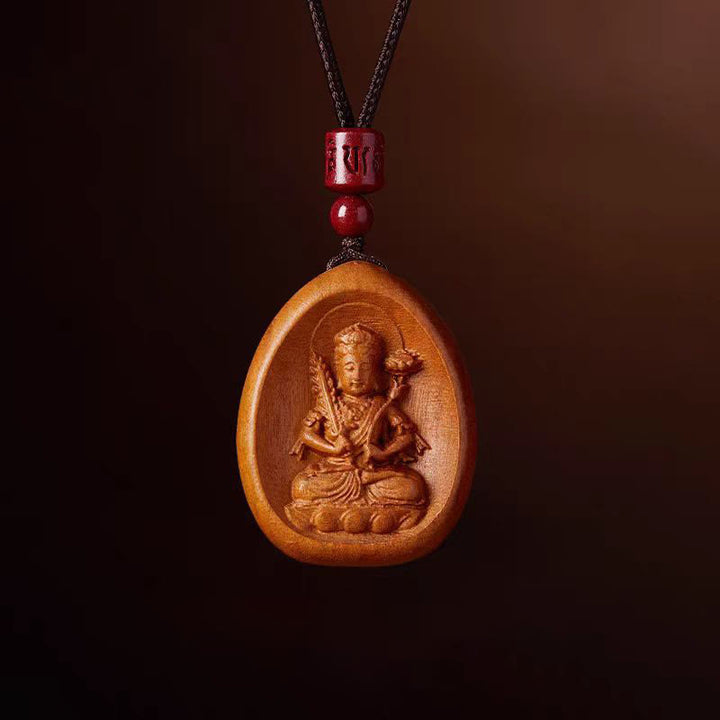 Buddha Stones Drewno Brzoskwiniowe Cynober Om Mani Padme Hum Chiński Zodiak Czarny Naszyjnik Wisiorki - Peach Wood-Ox Tiger - image 15