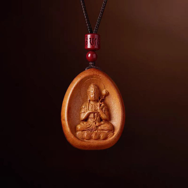 Buddha Stones Drewno Brzoskwiniowe Cynober Om Mani Padme Hum Chiński Zodiak Czarny Naszyjnik Wisiorki - Koń z drewna brzoskwiniowego - image 17