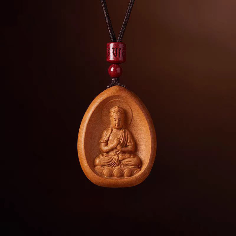 Buddha Stones Drewno Brzoskwiniowe Cynober Om Mani Padme Hum Chiński Zodiak Czarny Naszyjnik Wisiorki - Małpa brzoskwiniowo-drzewna - image 18