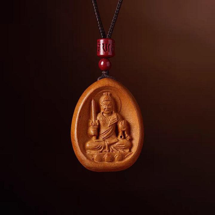Buddha Stones Drewno Brzoskwiniowe Cynober Om Mani Padme Hum Chiński Zodiak Czarny Naszyjnik Wisiorki - Kogut Brzoskwiniowy - image 19