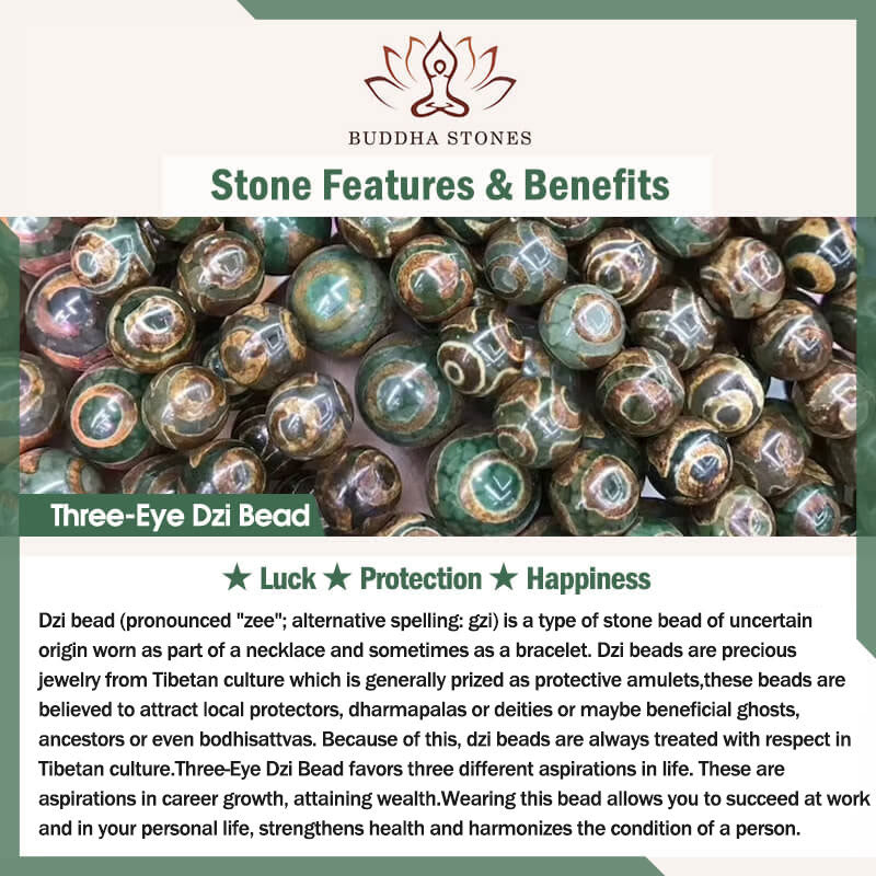 Buddha Stones Vintage Lava Rock Trójoki Dzi Koralik Miedź Mosiądz Wieloobrotowa Spokojna Bransoletka