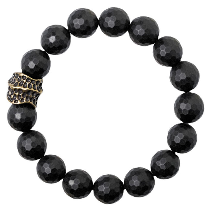 Bransoletka ochronna Buddha Stones Matte Frosting Black Onyx Copper Brass